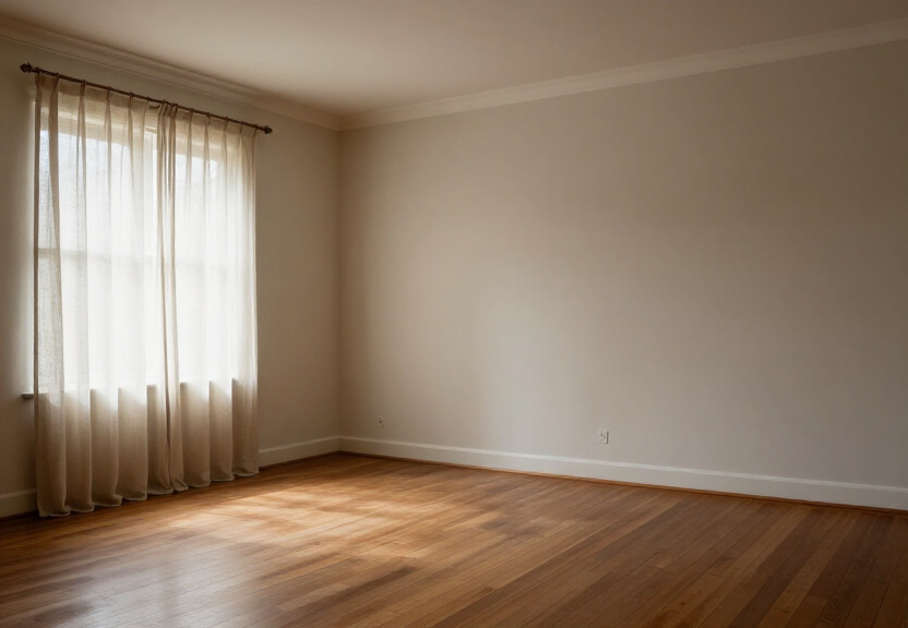 Flat, dry floorboards in the same apartment after professional drying