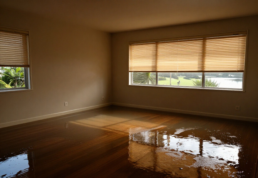 Swollen floorboards in a Millers Point apartment before structural drying